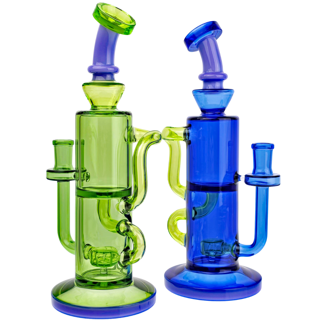 NR-12 CANNABIS RIGS 11" Double Chamber Solid Color Recycler - Image 1