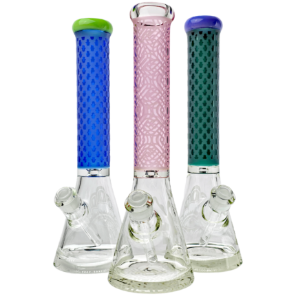 15" Half Color Deep Etch Thick Base Assorted Beaker