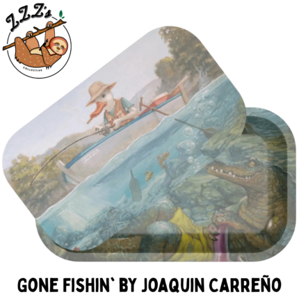 ZZZ's Rolling Tray w/ Magnetic Cover - "Gone Fishin'" (7x11)