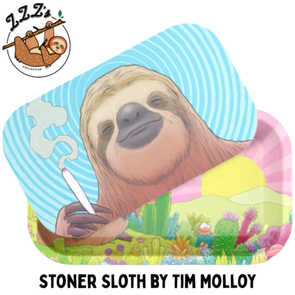 ZZZ's Rolling Tray w/ Magnetic Cover - "Stoner Sloth" (7x11)