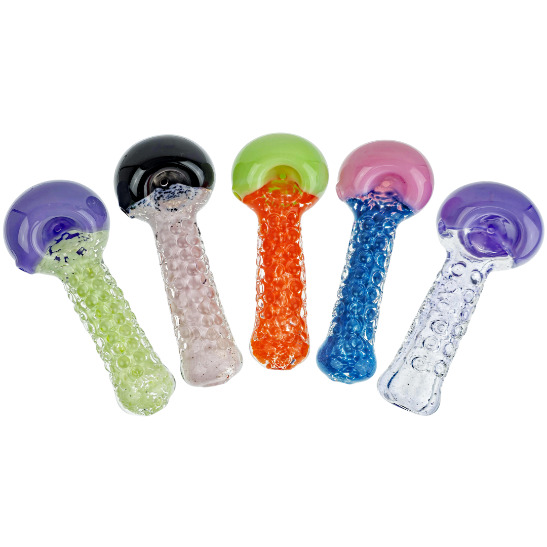 DT HP-356 GLASS PIPES 5" Two-Tone Clear Dot Hand Pipe - Image 1