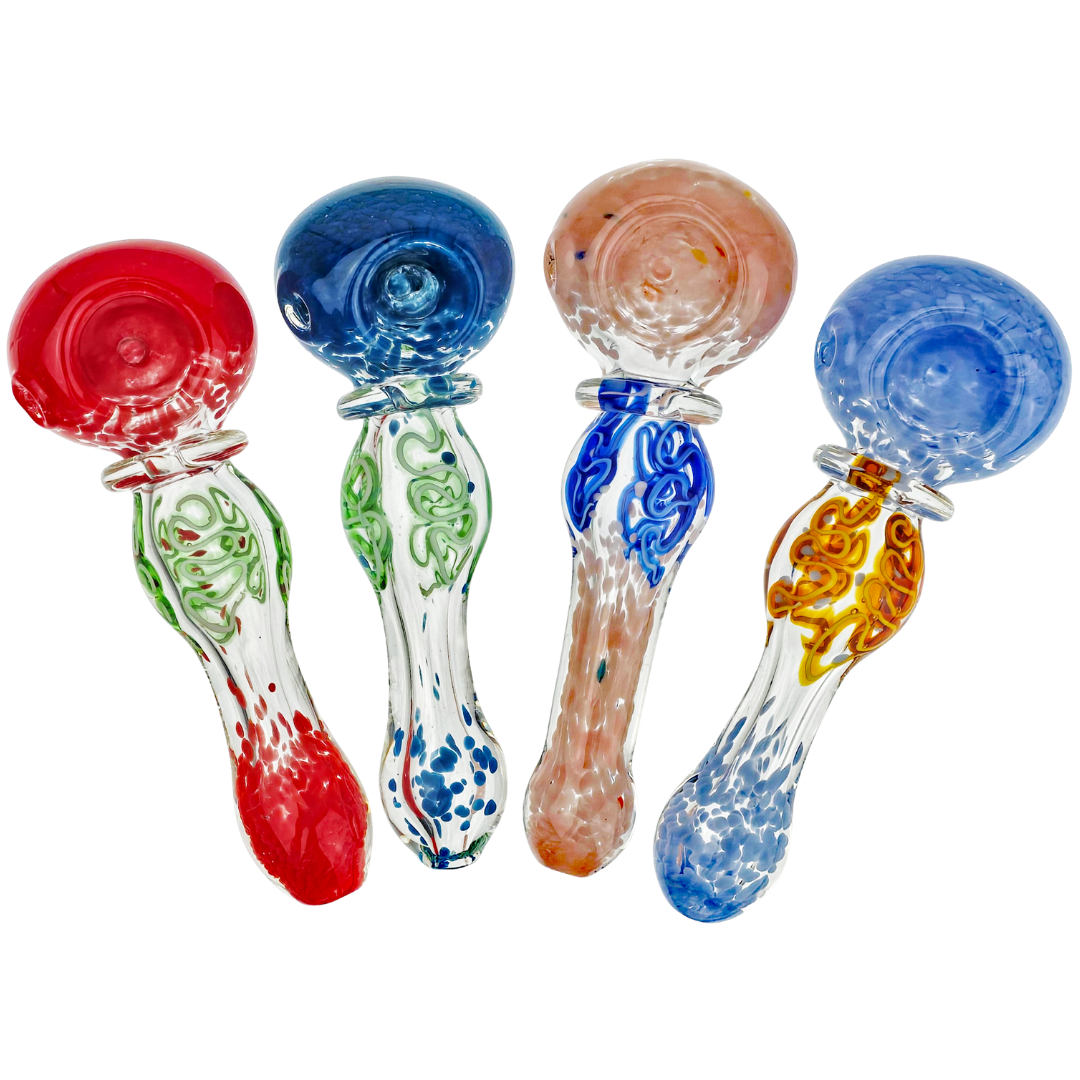 DT HP-364 WEED PIPES 5.5" Frit Squiggle Line Orb Hand Pipe - Image 1