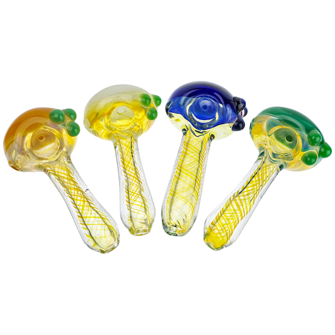 DT HP-370 WEED PIPES 5" Solid Color Head Fume Swirl Hand Pipe - Image 1