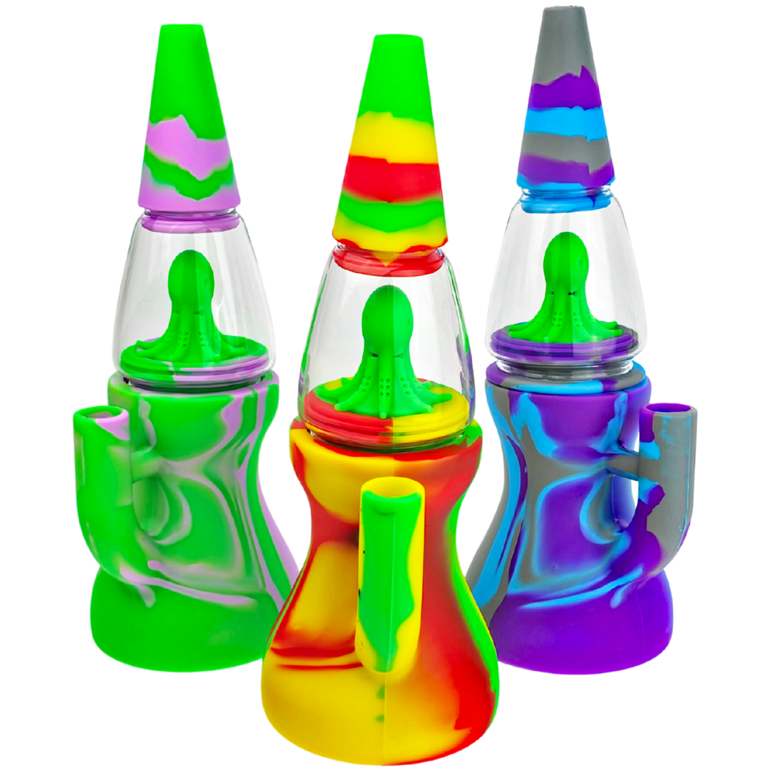 SA446 DAB RIGS 7" Silicone Lava Lamp w/ Glass Body Bong - Image 1