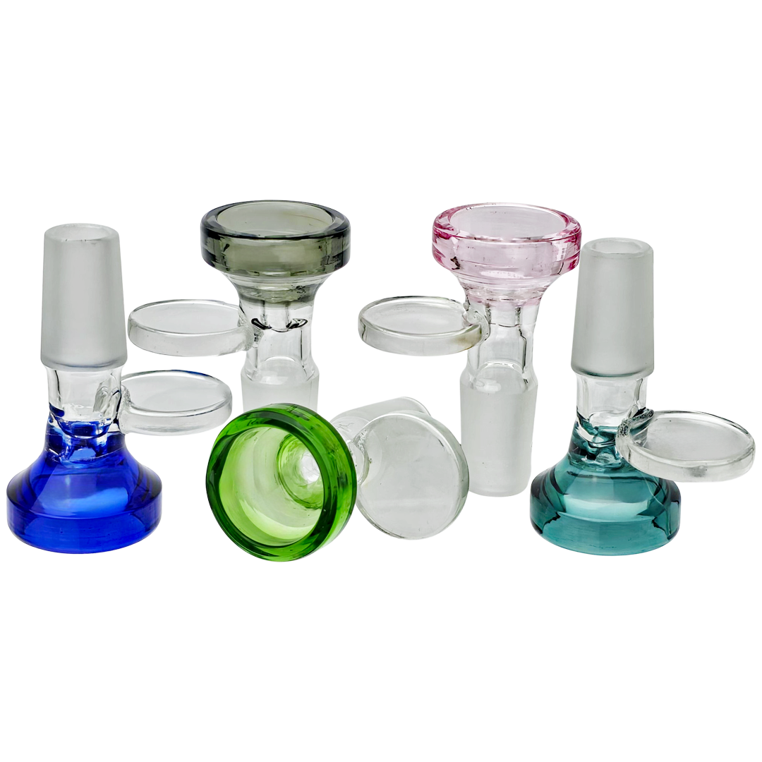 A1947-14 CANNABIS BOWLS 2" 14mm Color w/ Flat Handle Flower Bowl - Image 1