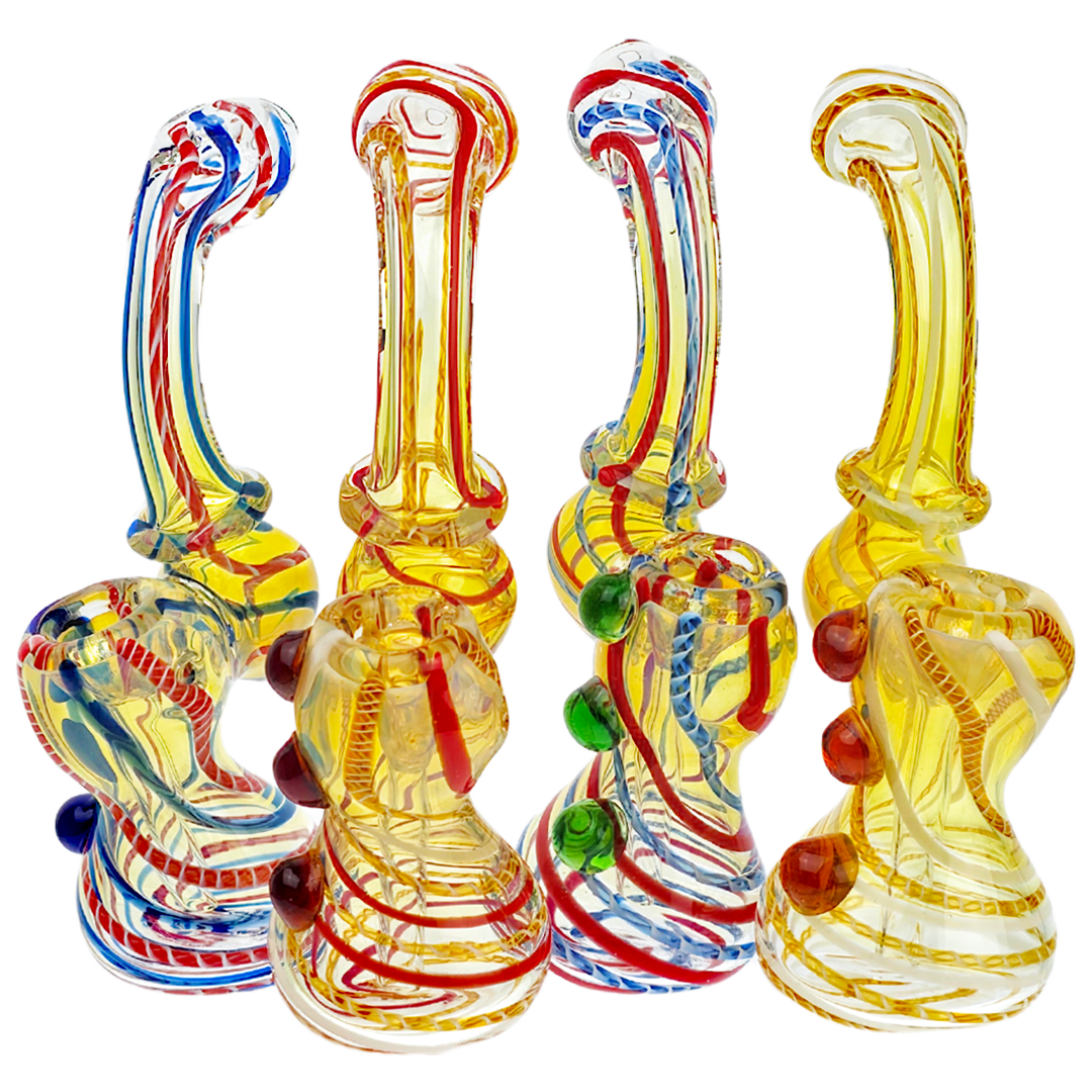 DT BUB-166 CANNABIS BUBBLERS 7" Fume Color Linework Bubbler - Image 1