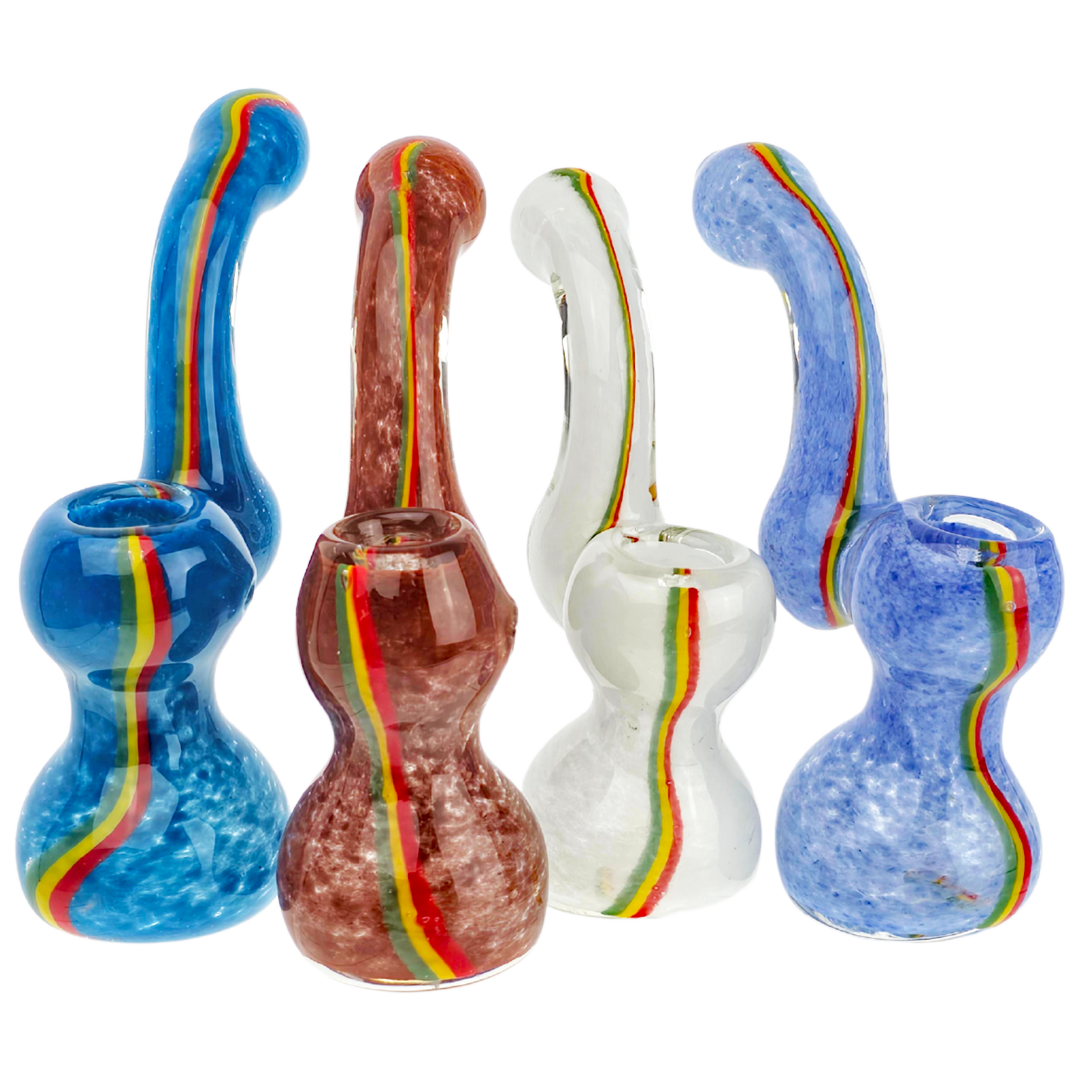 DT BUB-167 BUBBLERS 6" Frit Rasta Stripe Bubbler - Image 1
