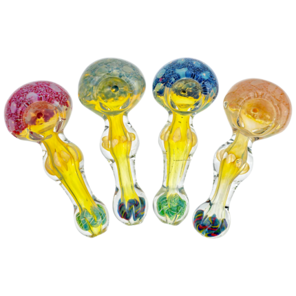 4.5" Frit Fume Squiggle Line Orb Hand Pipe