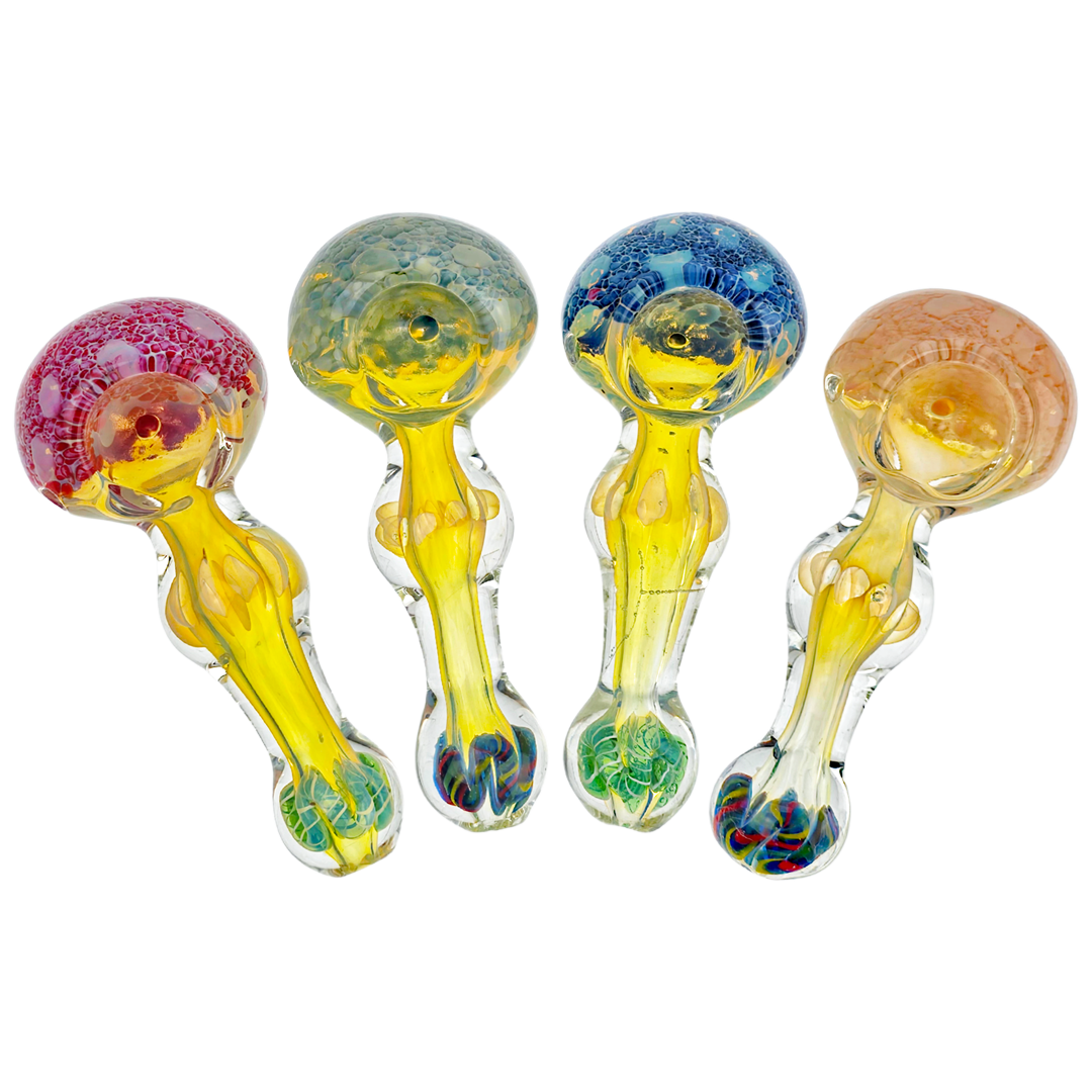 DT HP-330 WEED PIPES 4.5" Frit Fume Squiggle Line Orb Hand Pipe - Image 1