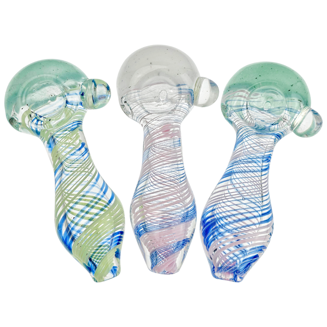 DT HP-362 WEED PIPES 4.5" Frit Spiral Line Hand Pipe - Image 1