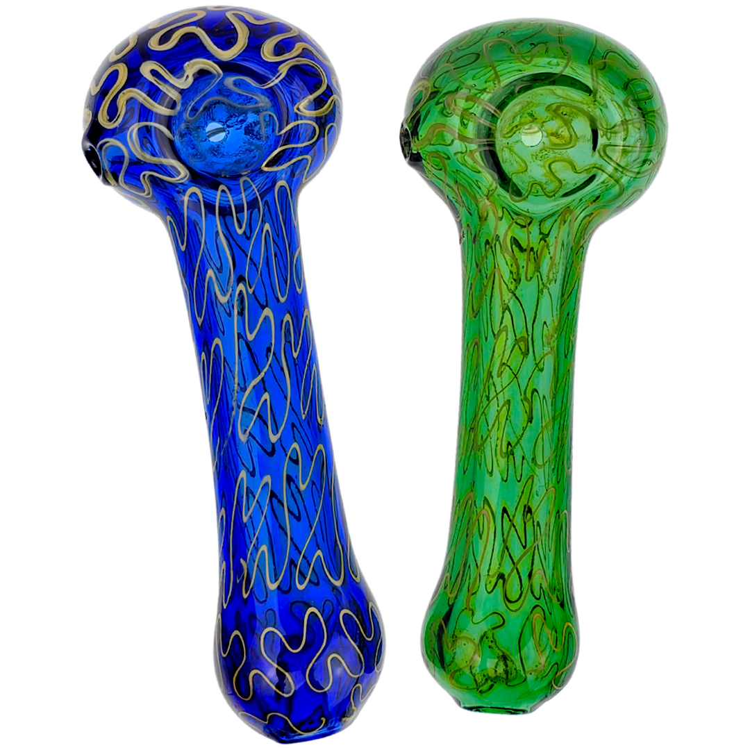 DT HP-382 WEED PIPES 5" Color & Linework Hand Pipe - Image 1