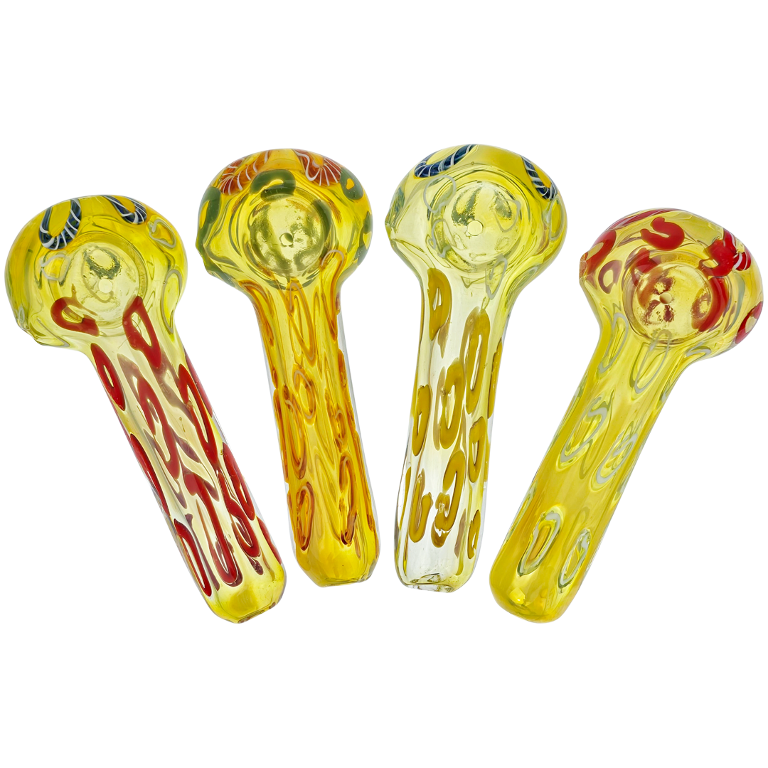 DT HP-384 MARIJUANA PIPES 4" Fume Color Squiggle Line Hand Pipe - Image 1