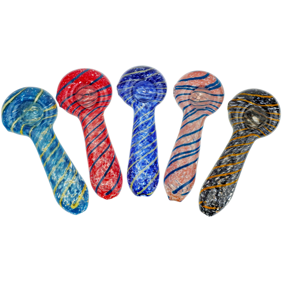DT HP-389 CANNABIS PIPES 4" Color Frit & Spiral Hand Pipe - Image 1