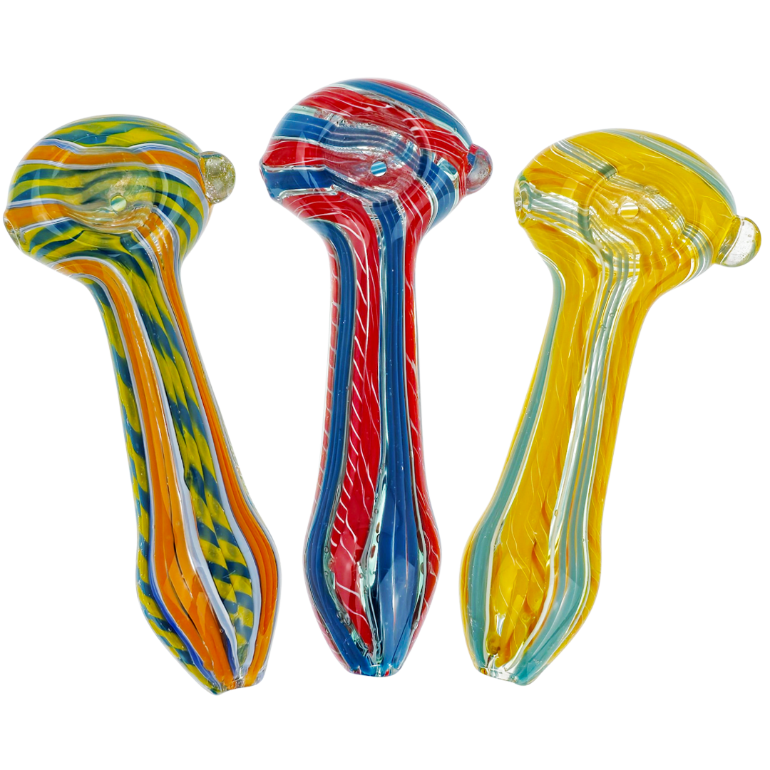 DT HP-391 WEED PIPES 5" Mulitcolor Linework Hand Pipe - Image 1