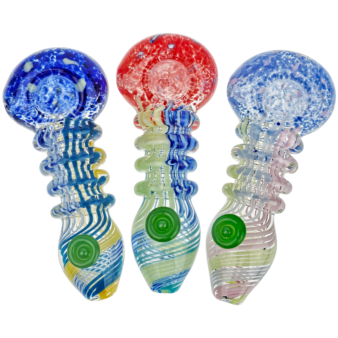 DT HP-394 WEED PIPES 4.5" Color Frit & Spiral Maria Hand Pipe - Image 1