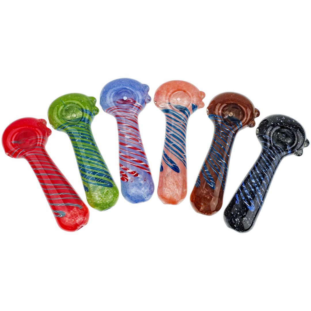 DT HP-396 CANNABIS PIPES 5" Color Frit & Linework Hand Pipe - Image 1