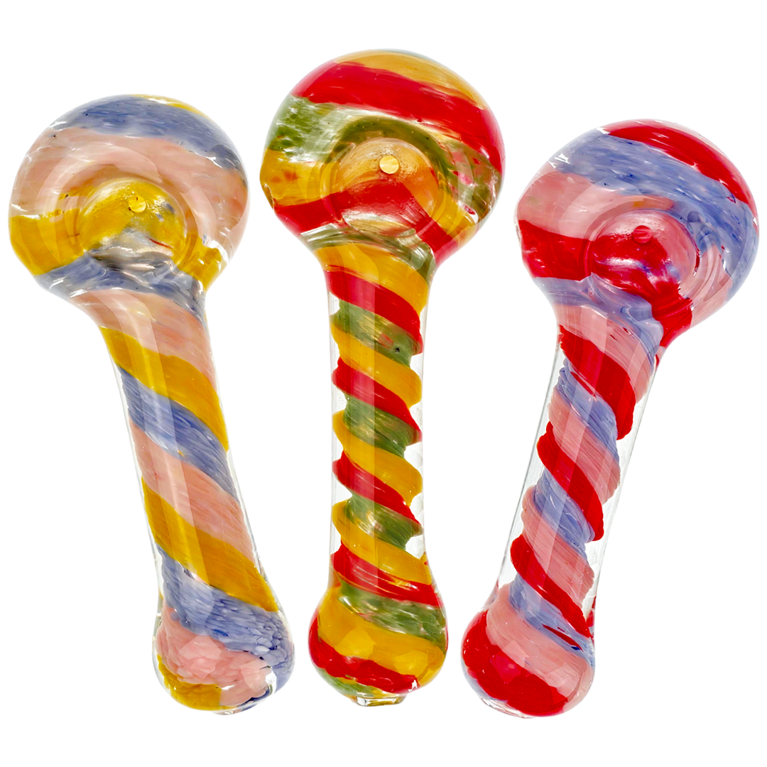 DT HP-404 PIPES 5" Multicolor Frit Inner Spiral Hand Pipe - Image 1