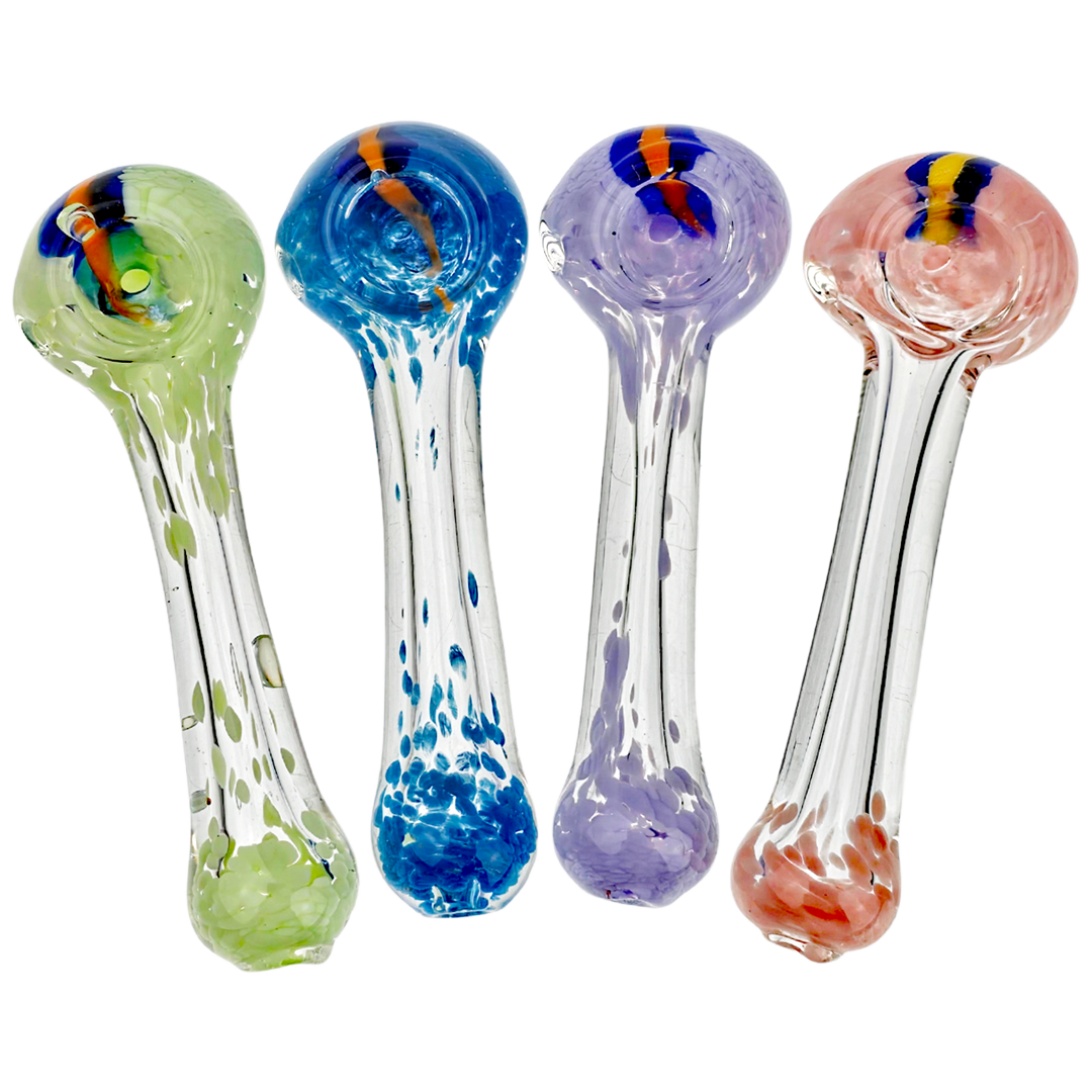 DT HP-408 PIPES 4.5" Frit Color & Clear Hand Pipe - Image 1