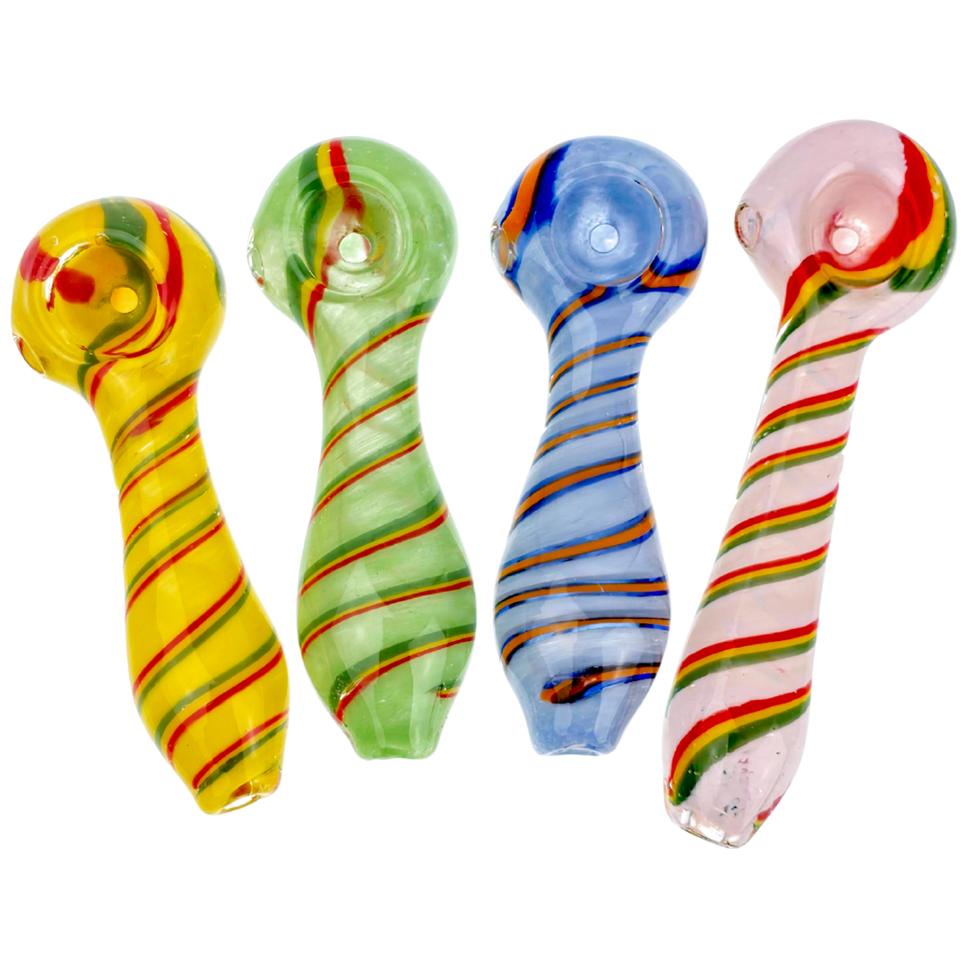DT HP-409 PIPES 4.5" Color Frit Rasta Line Hand Pipe - Image 1