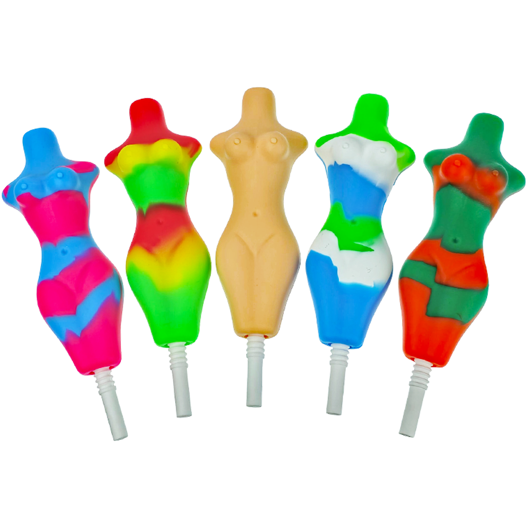 SA1247-C SILICONE NECTAR STRAWS 3.5" Color Silicone Naked Lady Nectar Straw - Image 1