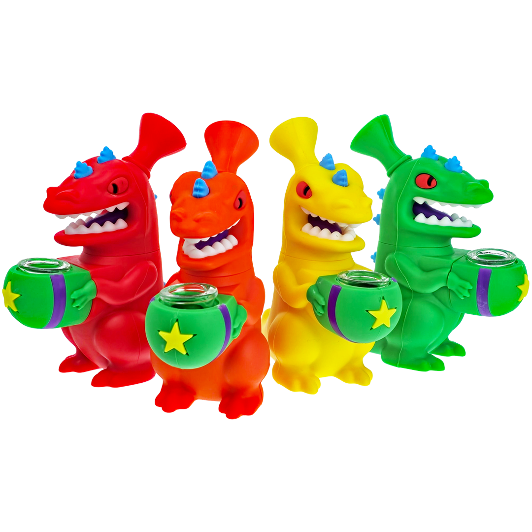 SWP1120 SILICONE BONGS 6" Color Reptar Silicone Rig - Image 1