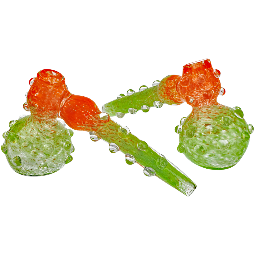 CC BUB-160 WEED BUBBLERS 7" Orange & Green Frit Wart Hammer Bubbler - Image 1