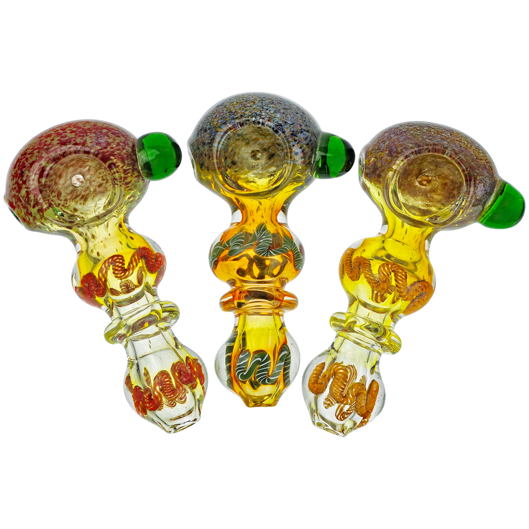 CC HP-437 WEED PIPES 4.5" Fume Frit Orb Twisted Cane Maria Pipe - Image 1