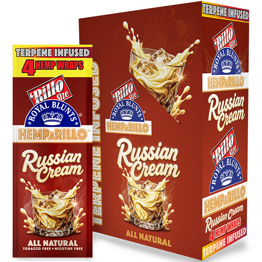 HEMPARILLO RUSSIAN CREAM DISPLAY Royal Blunts Hemparillo Terpene Infused (4 Wraps) - Russian Cream - Image 1